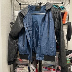 Nordstrom Black and Blue Leather Jacket